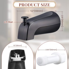 Dreyoo Tub Spout (Universal Fits 1/2" Copper Pipe, 1/2" IPS and 3/4" IPS), Bathroom Bathtub Faucet with Adapters and Hex Wrench(Oil Rubbed Bronze,Simple)