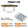 Matymats 6Pcs Pike Fishing Lures, 9 Segmented Multi Jointed, 3.9",