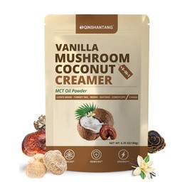 Mushroom Coffee Creamer, Vanilla Coconut Creamer, Probiotics, MCT Powder, 6 Mushrooms | Lion's Mane, Turkey Tail, Reishi, Maitake, Chaga, Cordyceps | Boosts Focus, Immunity and Energy | 6.35Oz