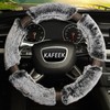 KAFEEK Diamond Fluffy Microfiber Plush Steering Wheel Cover with Bling