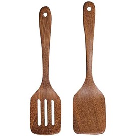 LXYNALI Set of 2 Wooden Spatulas, Flat Spatulas, Wooden Spoons, Kitchen Utensils, Wooden Spatulas for Protection Against Scratches for Pan, Heat Resistant, Antibacterial, Kitchen Spatula Set