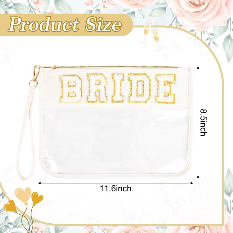 SOIDRAM Bride Patch Letter Makeup Bag for Women Bridesmaid Engagement