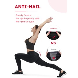 ALONG FIT Leggings for Women with Pockets Pantalon Femme Tights Yoga Pants Buttery Soft Workout 4 Way Stretch (Black, XS)