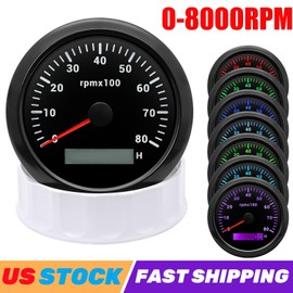 ARTILAURA 85mm Car Boat Tachometer 0-8000RPM Tacho Gauge With LCD Hour Meter Waterproof