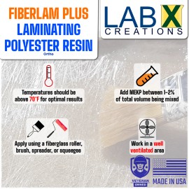 Lab X Creations FIBERLAM PLUS 2 Gallon POLYESTER RESIN +MEKP (for laminating, cloth, mat,strand)