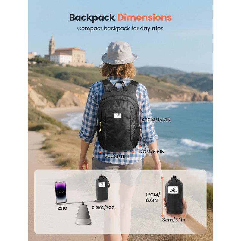 SKYSPER ISHELL16 Flatbar Lightweight Hiking Backpack with RFID Security Daypack