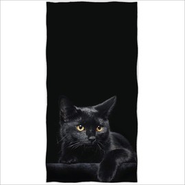 Zomer Beach Towel 70 x 140 cm, Printed Microfibre Bath Towel Black Cat
