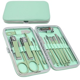 Kasoud Nail Kit Manicure Set, 16 in 1 Professional Nail Clipper Set, Manicure Professional Tools Gift with Storage Travel Case, Stainless Steel Pedicure Kit for Men Women Friends and Parents (Green)