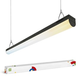 ASD Black 4ft LED Linear Strip Light Fixture with Q-Base | UL DLC Stairwell Certified Luminaire 25W-40W 120-277V Linkable LED Shop Light | 3500K-5000K Adjustable Commercial Ceiling Light Fixture