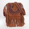 Montana West Genuine Hair-On Cowhide Tooled Fringe Crossbody Bag -
