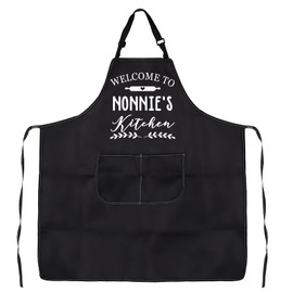 PXTIDY Welcome to Nonnies’s Kitchen Nonnie Kitchen Apron Nonnie Birthday Gift Mothers Day Gift Grandma Kitchen Apron Cooking Gifts (NONNIE'S kitchen)