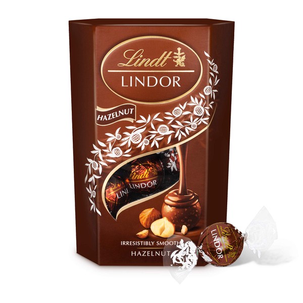 Lindt Lindor Hazelnut Chocolate Truffles Box Chocolate Balls with a Smooth Melting Filling, 200 g