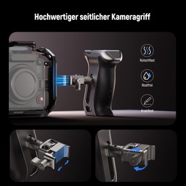 NEEWER NATO Side Grip with Quick Change Ergonomic Side Camera Handle with NATO Clamp Non-Slip Grip Cold Shoe 1/4 Inch 3/8 Inch Thread Compatible with SmallRig Camera Cage CA130