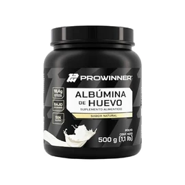 PROWINNER  Albumina de Huevo Sabor Natural, Suplemento Alimenticio, 18.4g de Protena por Porcin, Bajo en Grasas, Sin Gluten, Sin Lactosa, Bote de 500g