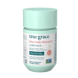 True Grace True Grace One Daily Women's Multivitamin Fermented Minerals, Organic Adaptogens & Mushrooms Whole Body Balance, Immune, Energy, Beauty Support - Non-GMO, Gluten Free, Soy Free - 30 Vegan Tablets
