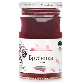 Russian Forest All Natural Lingonberry Premium Jam No Added Sugar, GMO or Preservatives 220g/ 7.76oz
