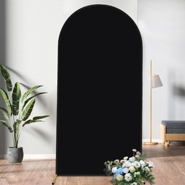 ZpigToor Spandex Fitted Arch Backdrop Cover Chiara Arch Cover Backdrop Fabric,2-Sided Wedding Arch Cover for Wedding Ceremony Birthday Party Baby Shower Banquet Decoration(Black, 3.3 x 6.6 ft)