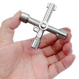Square Key 2 Pieces 4-Way Multifunctional Key Universal Square Key Vent Key Utilities Key Control Cabinet Key for Electric Box Gas Water Electricity Meter Box Cabinet