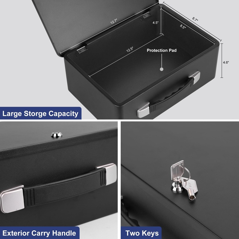 IUZIT Fireproof Document Box with Key Lock, Fire Resistant Safe
