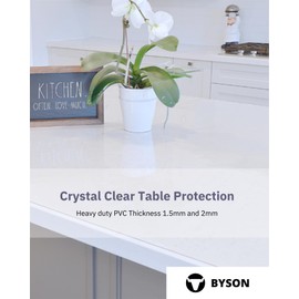 Byson Clear Dining Table Protector – PVC Table Cover Protector for Dining Room Table, Waterproof Vinyl Plastic Cover – Transparent, Thick, Easy Clean – 12 x 40 in – 1.5 mm