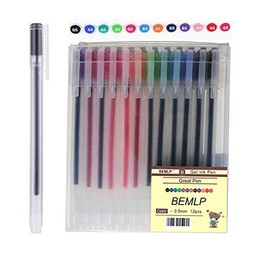 Gel Pen Fine Point Tip Ballpoint Liquid Ink Rollerball Pens 0.5 mm Quick-Drying 12 Colors Colorful For Office School Drawing Pen Stationery Supply (12 Colors)