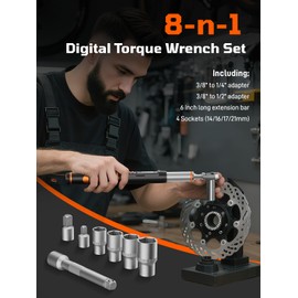 Fanwiike 3/8" Drive Digital Torque Wrench, 5.02-99.57 Ft.lb/6.8-135 Nm, Inch Pound Torque Wrench Electronic with Buzzer & Colorful LED Indicator, Torque Wrench Set for Cars Automotive Motorcycle