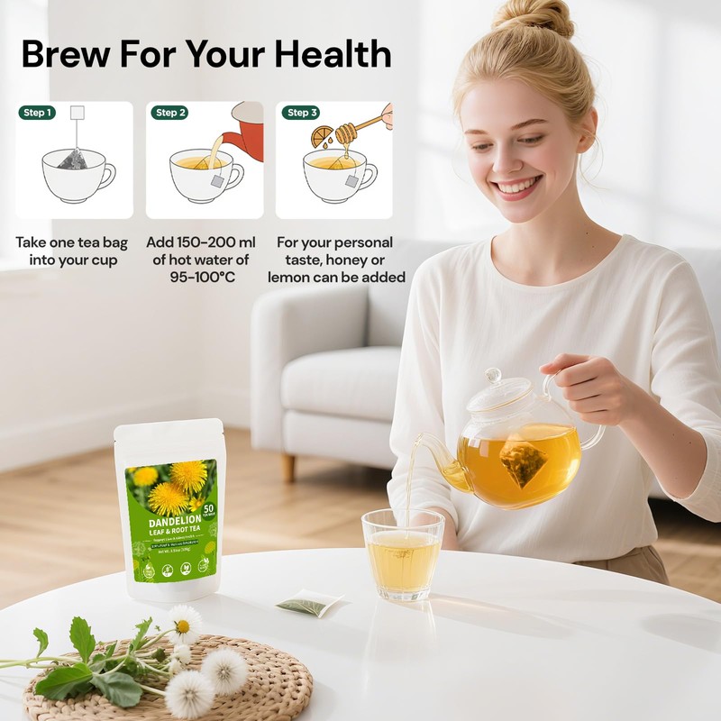 Dandelion Leaf and Root Tea bags, Natural Chinese Detox Herbal