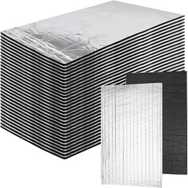 Kit 30 Piezas alfombrillas de aislamiento Térmico y Acústico para coche, Alfombrilla de Espuma de Aislamiento，Autoadhesivo y Ignífugo, Reductor de Ruido y Calor, para Capó, Puertas, 18x25x0.5 cm