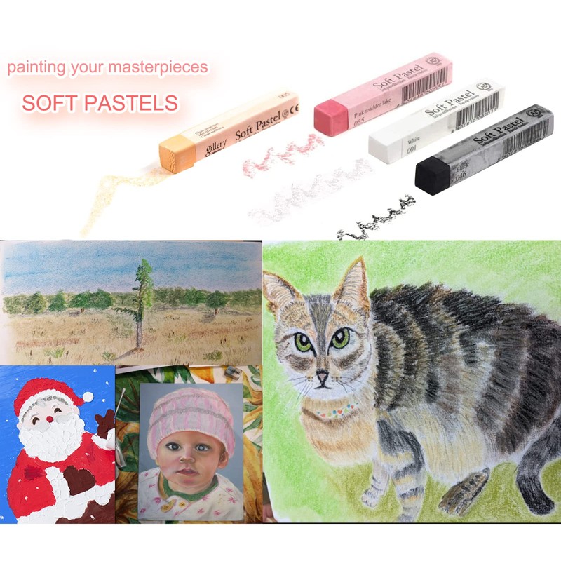 6pcs Square Black Soft Pastel Set, Professional Artist's Sketching Chalk