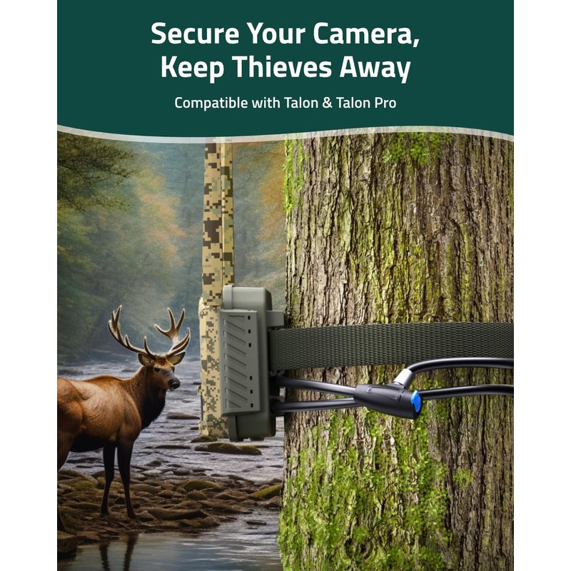CAMOVUE Trail Camera Cable Lock, 1.5m/3ft Anti-Theft Steel Cable, Cut-Resistant