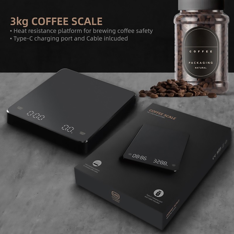 Digital Coffee Scale with Timer LED Screen Espresso Scale Built-in