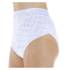3-Pack Women's White Lovely Lace Regular Absorbency Incontinence Panties Small (Fits Hip 35-37")