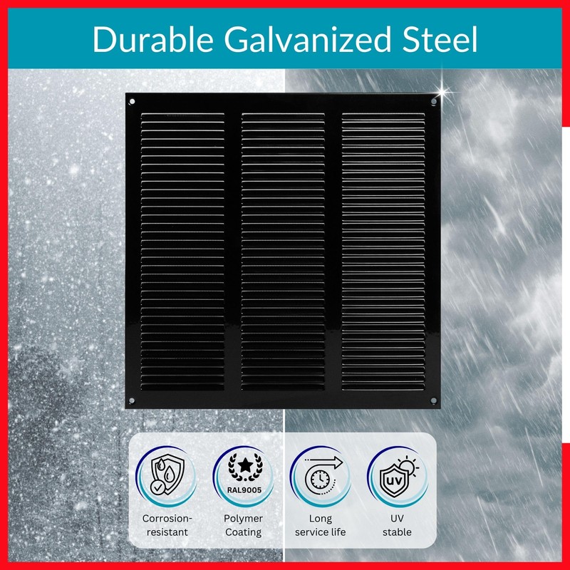 TURvent 10x10 Vent Cover (duct opening) - Black HVAC Return