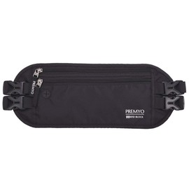 PREMYO XL Flat Bum Bag Sports - Waist Bag Women Belt Bag Men Waterproof - Money Belt for Travel, black, money belt