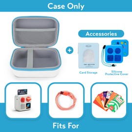 Fonwill Travel Storage Case,Hard Case and Silicone Cover for Yoto Mini Player, Kids Audio Music Accessory for up to 40 Cards(Blue)