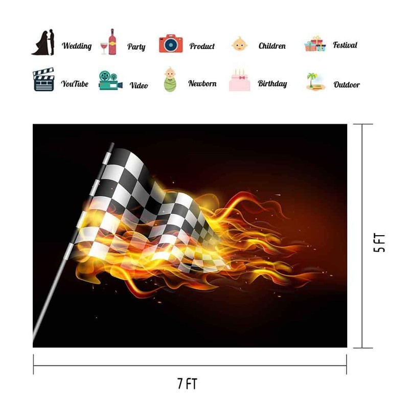 Racing Car Backdrop Flame Black Photography Background MEETSIOY 7x5ft Themed