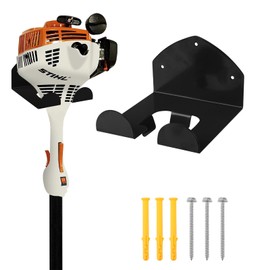 Yiows Weedeater Rack, 1 Pack Weed Eater Hanger, Weed Eater Rack for Wall, Heavy Duty Garden Tool Garage Organizer Trimmer Holder, Chainsaw Hanger Wall Mount(Black)