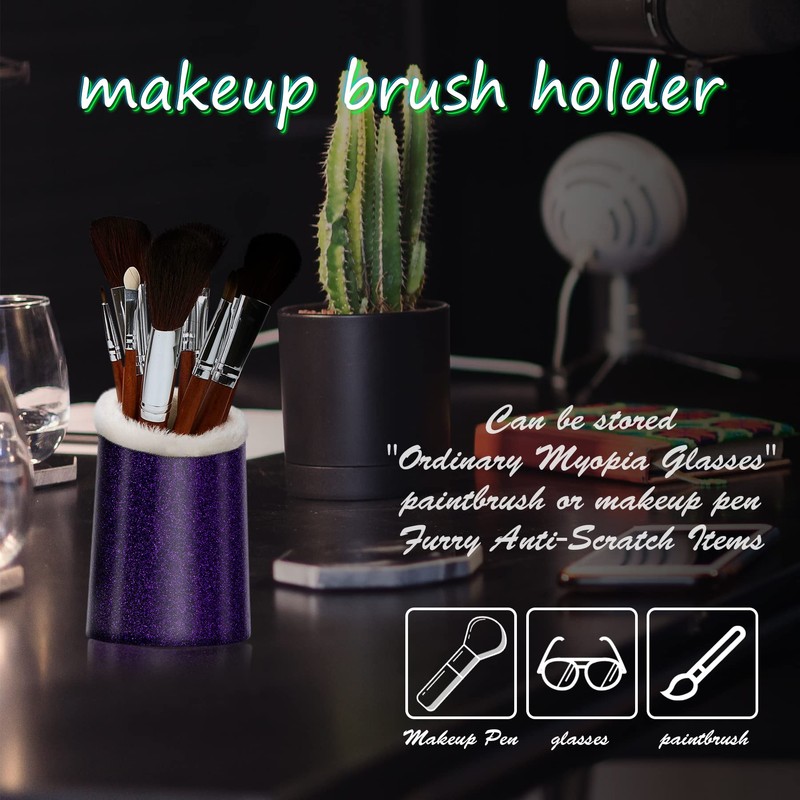 BVYA 2 Pcs Premium Leather Makeup Brushes Cup, Pen Pencil