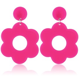 Acrylic Flower Earrings 60s 70s Flower Dangle Earrings Retro Flower Earrings Daisy Earrings Cute Hollow Floral Earrings Dangle Flower Earrings for Women Girls