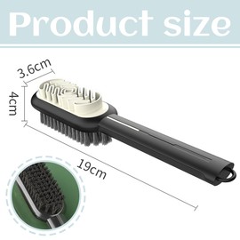 Doppelseitige Schuhbürste, Schuhputzbürsten, Schuhbürste Wildleder, Langer Griff, Harte und Weiche Borsten Schuhbürsten mit Griff, Haushalt Reinigungsbürste, Für Schuhe Kleidung und Möbel, Schwarz