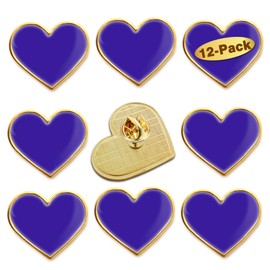 12/Pcs Blue Heart Lapel Pins Bulk - Metal Heart Brooch Badge For Men and Women