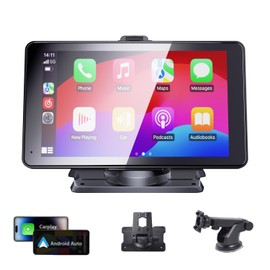 Portable Wireless Carplay Car Stereo, 7" HD Touchscreen for Car with Apple CarPlay & Android Auto with Mirror Link/Backup Camera/Siri/Bluetooth/Navigation/AUX for All Vehicles