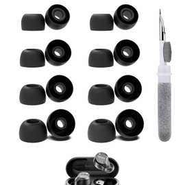 Vykyntow 8 Pairs Replacement Silicone Ear Buds Tips Compatible with TOZO NC9/A1/T6/T10/NC3/E2/Crystal Pods/T12/T20/E1/Crystal Pods/Golden X1/G1S, Fits in Case, with 3-in-1 Cleaner Kit, XS/S/M/L