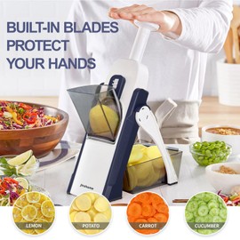 Mandoline Slicer/Veggie chopper for Kitchen &Safe Vegetable Chopper & Adjustable mandoline slicer.Easy to clean/storage/No need to replace the blade/safe and does not hurt your hands