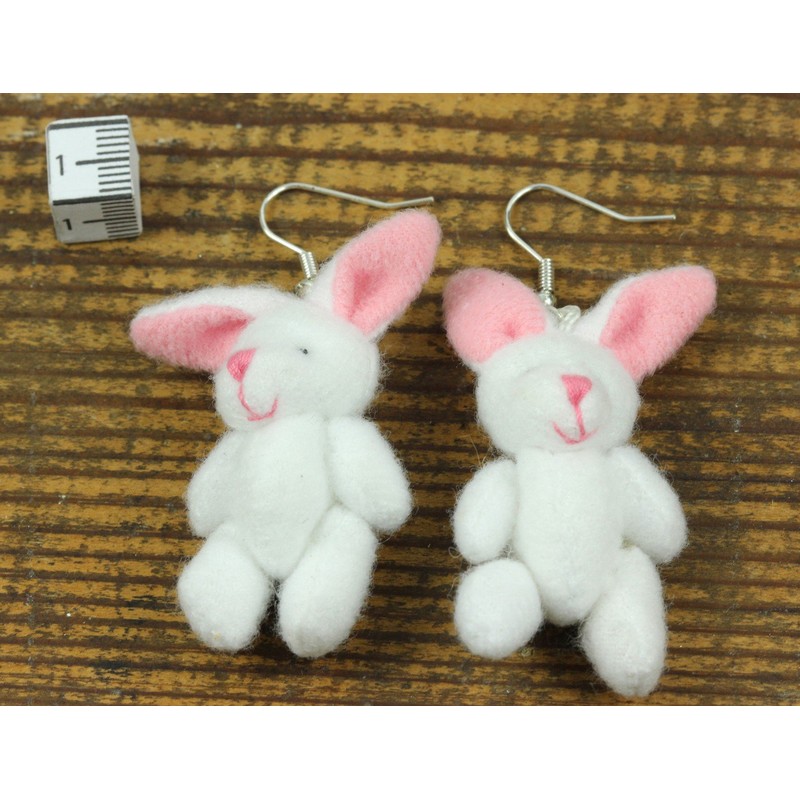 Rabbit Bunny Earrings Miniblings Plush White Easter