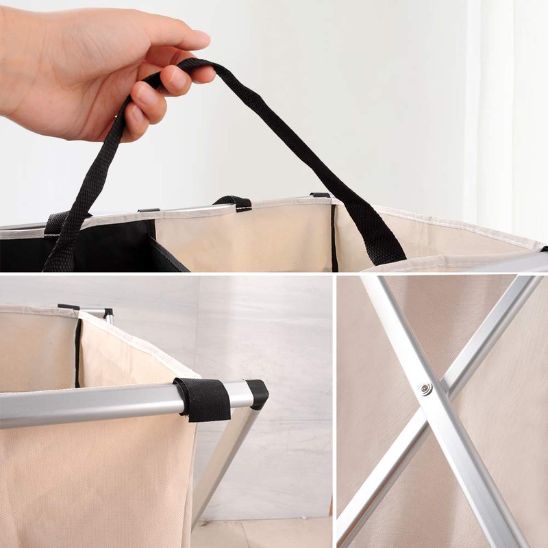 Nicesail Laundry Basket 2 Section Hamper Washing Storage Basket Bag,