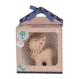 Tikiri 8596012 Natural Rubber Rattle in Gift Box, Lion, Bath Toy, for Babies and Children from 0+ Months