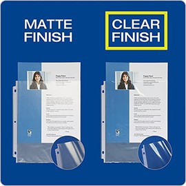 Protectores de hoja Oxford, acabado transparente, carga superior, mangas de plástico tamaño carta, perforador reforzado de 3 agujeros para carpetas, h