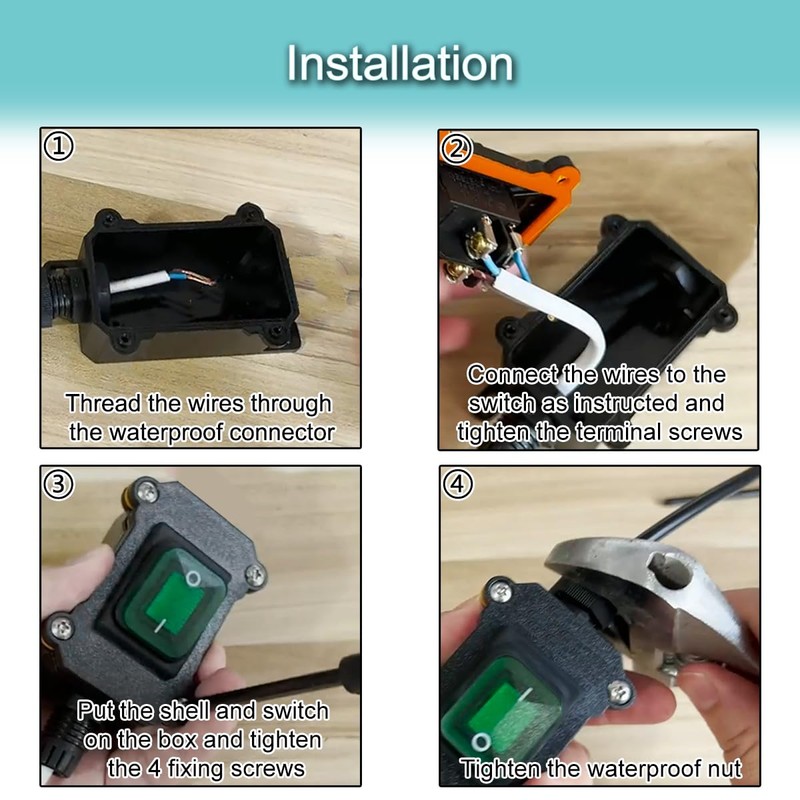 MKBKLLJY Inline Cord Box Waterproof Switch 1-Way Junction Box PG9
