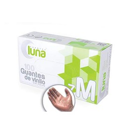 Luna V14107, Doos met 100 Vinyl Gloves Poedervrij, 1, M, Transparent